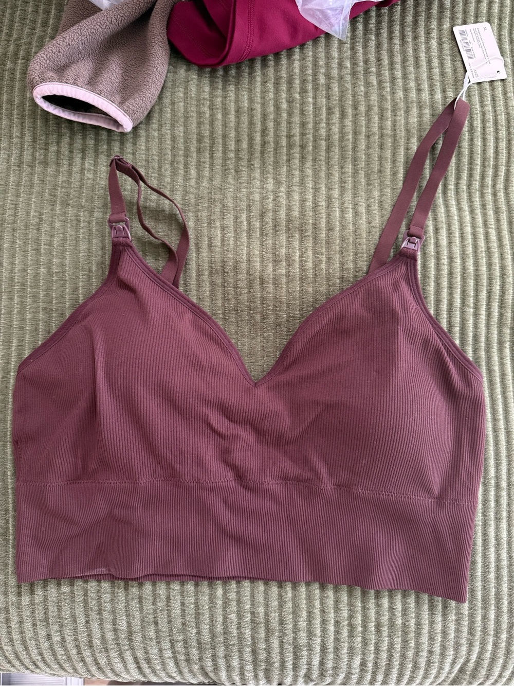 Momanda Ribbed V Neck Nursing Bralette